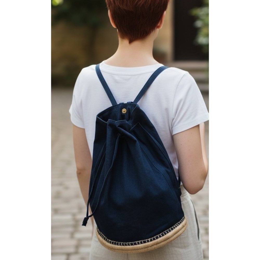NWT Vincent Pradier jean JEAN denim with hemp backpack round jean